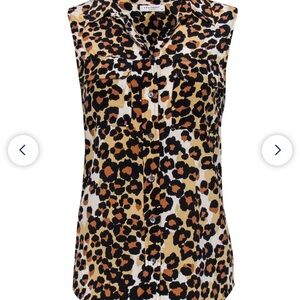 Equipment Silk Leopard Print Sleeveless Blouse